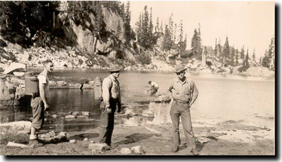 Early Trail Blazers on a lake plant